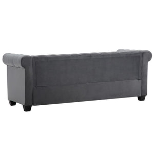 Καναπές Τριθέσιος Chesterfield Γκρι 199 x 75 x 72 εκ. Βελούδο - Pakobazaar