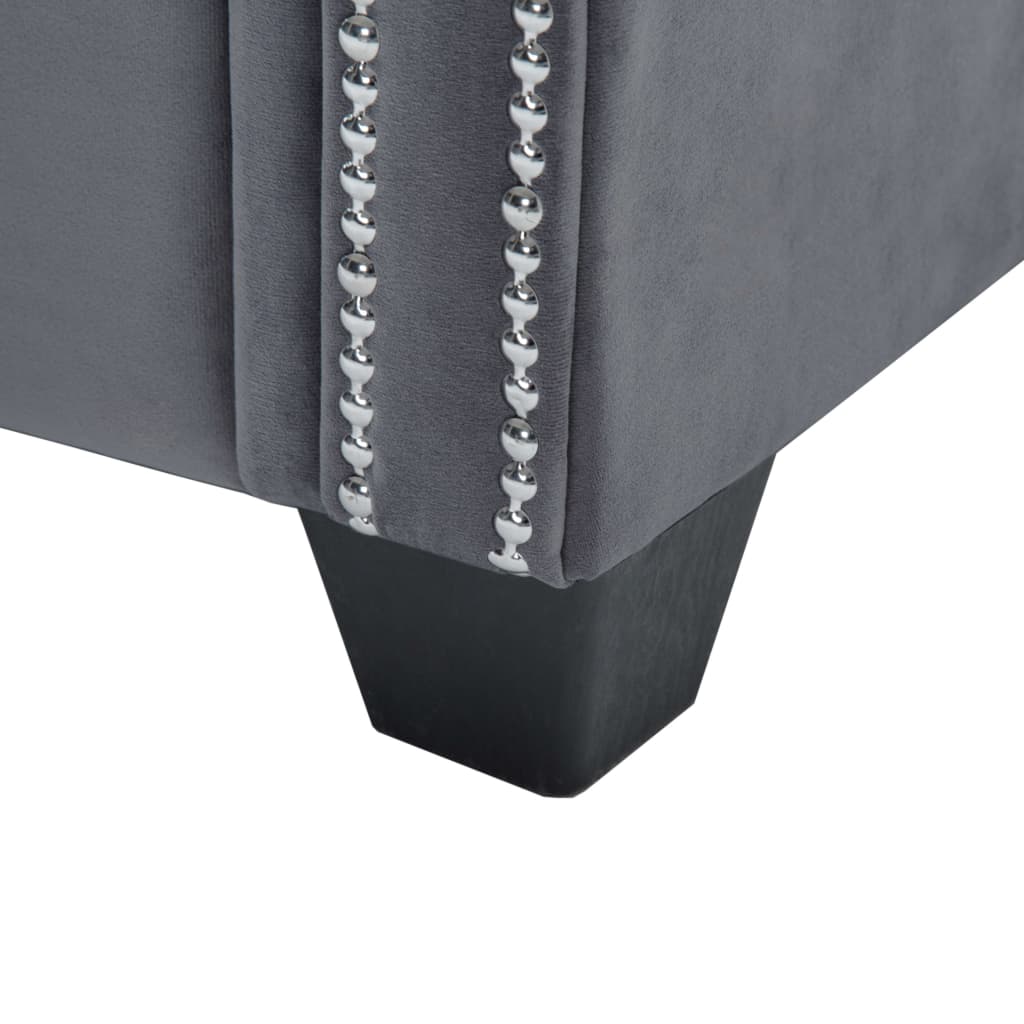 Καναπές Γωνιακός Chesterfield Γκρι 199x142x72 εκ. Βελούδινος - Pakobazaar