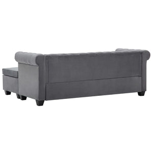 Καναπές Γωνιακός Chesterfield Γκρι 199x142x72 εκ. Βελούδινος - Pakobazaar