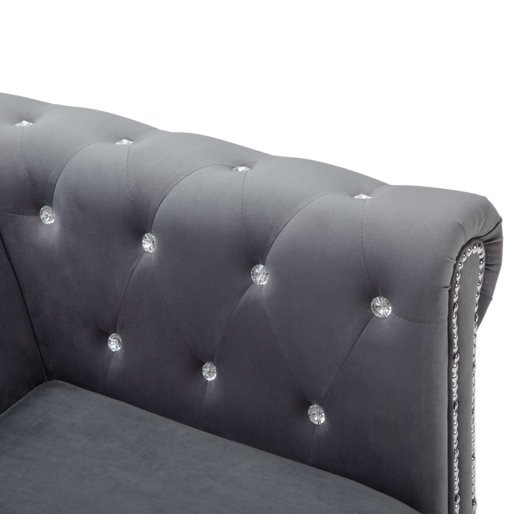Καναπές Γωνιακός Chesterfield Γκρι 199x142x72 εκ. Βελούδινος - Pakobazaar
