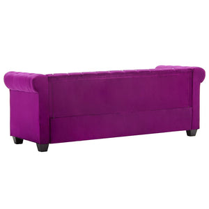 Καναπές Τριθέσιος Chesterfield Μοβ 199 x 75 x 72 εκ. Βελούδο - Pakobazaar