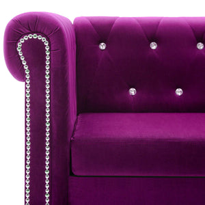 Καναπές Τριθέσιος Chesterfield Μοβ 199 x 75 x 72 εκ. Βελούδο - Pakobazaar