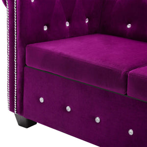 Καναπές Τριθέσιος Chesterfield Μοβ 199 x 75 x 72 εκ. Βελούδο - Pakobazaar