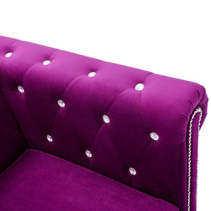 Καναπές Τριθέσιος Chesterfield Μοβ 199 x 75 x 72 εκ. Βελούδο - Pakobazaar