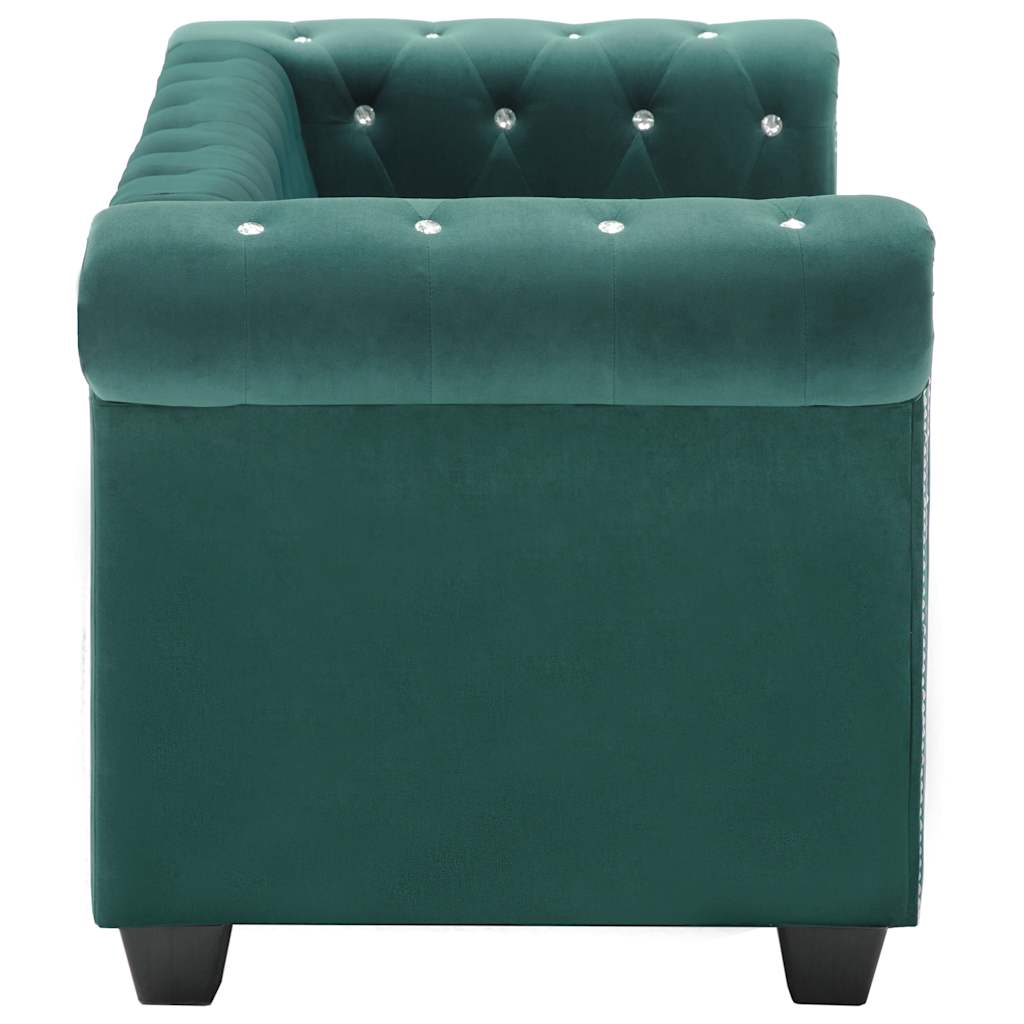 Καναπές Διθέσιος Chesterfield Πράσινος 146x75x72 εκ. Βελούδο - Pakobazaar