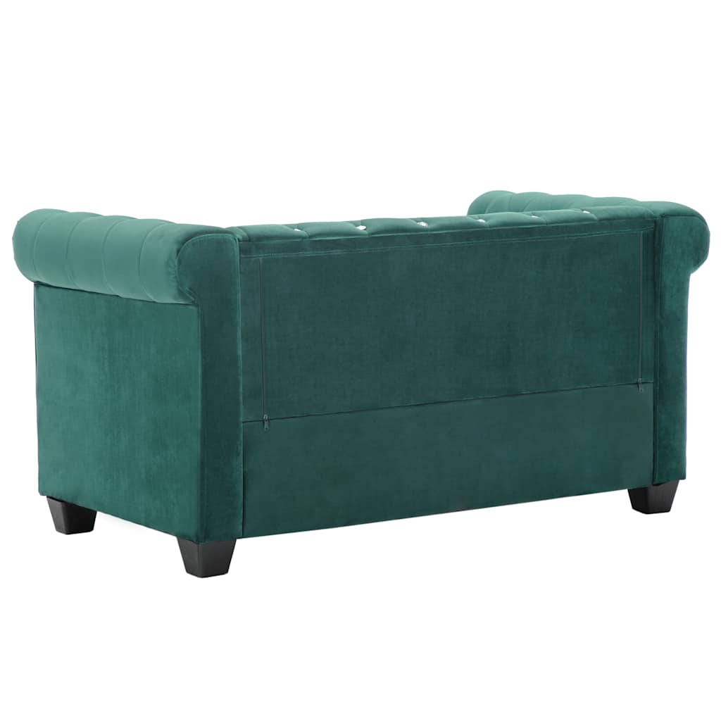 Καναπές Διθέσιος Chesterfield Πράσινος 146x75x72 εκ. Βελούδο - Pakobazaar