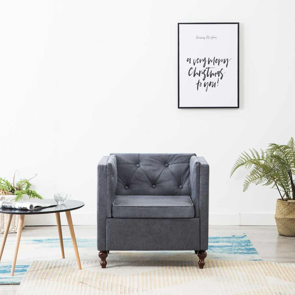 Πολυθρόνα Γκρι Υφασμάτινη - PAKOBAZAAR