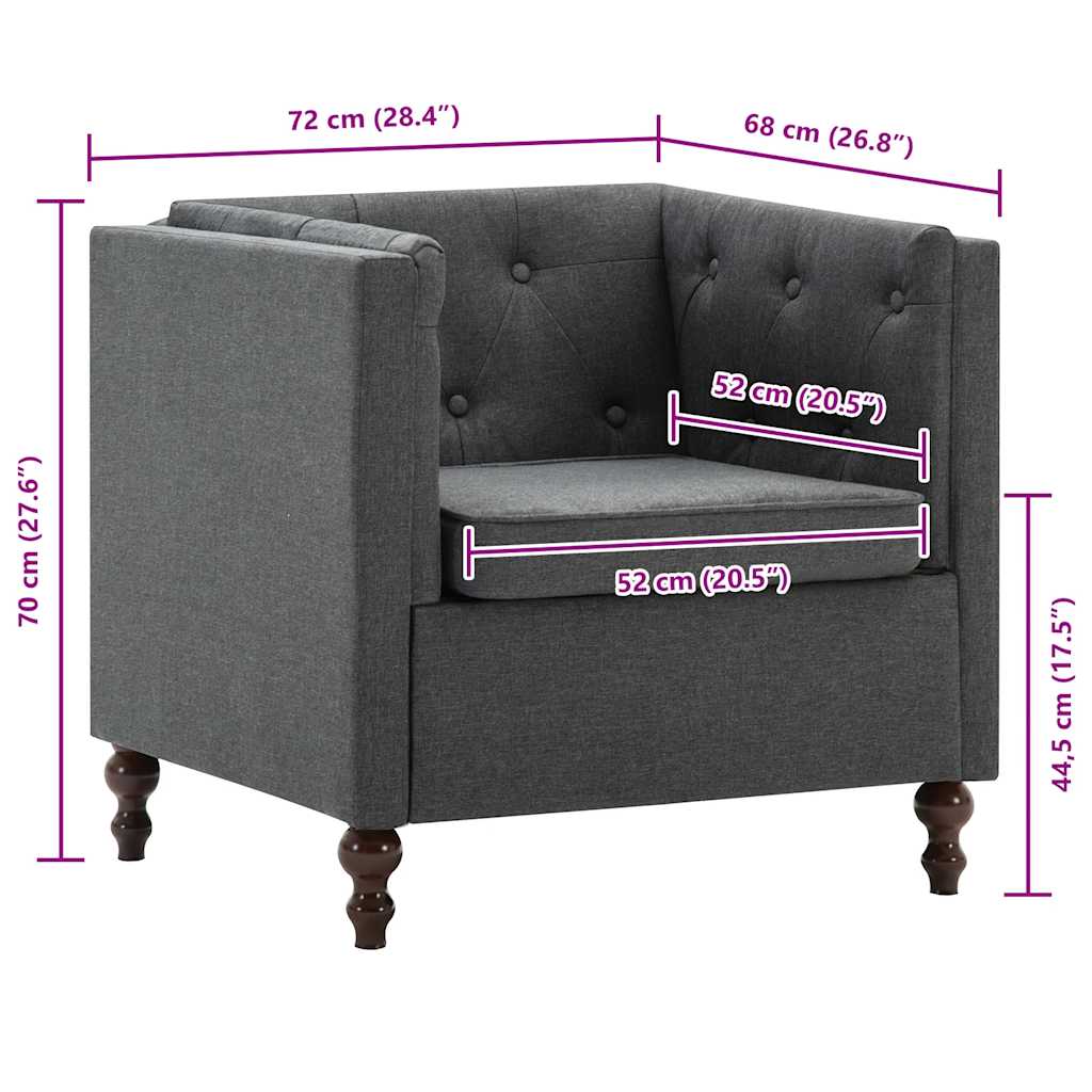 Πολυθρόνα Σκούρο Γκρι Υφασμάτινη - PAKOBAZAAR