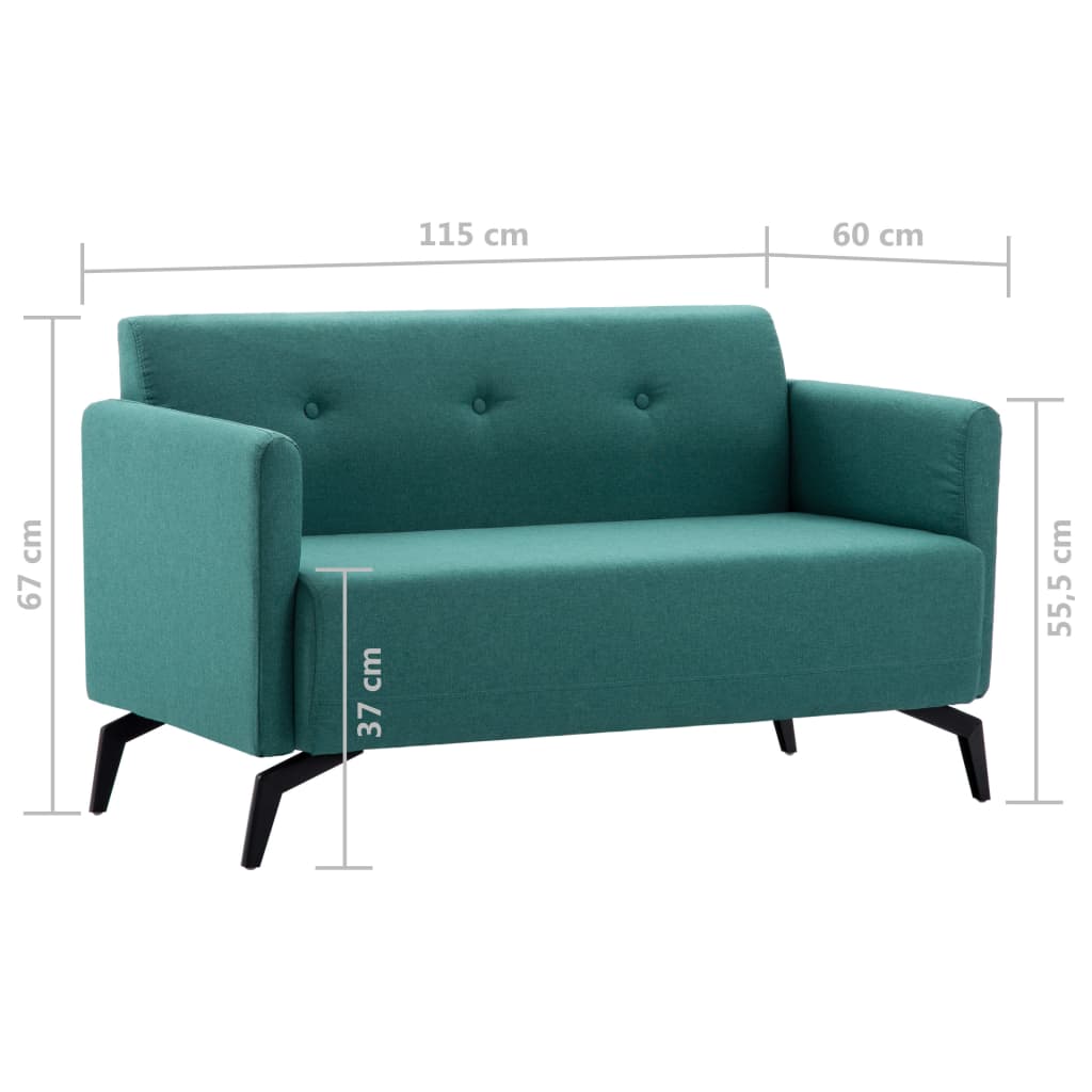 Καναπές Διθέσιος Πράσινος 115x60x67 εκ. Υφασμάτινη Ταπετσαρία