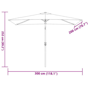 Ομπρέλα Κήπου Χρώμα Taupe 300 x 200 εκ. με Μεταλλικό Ιστό - Pakobazaar