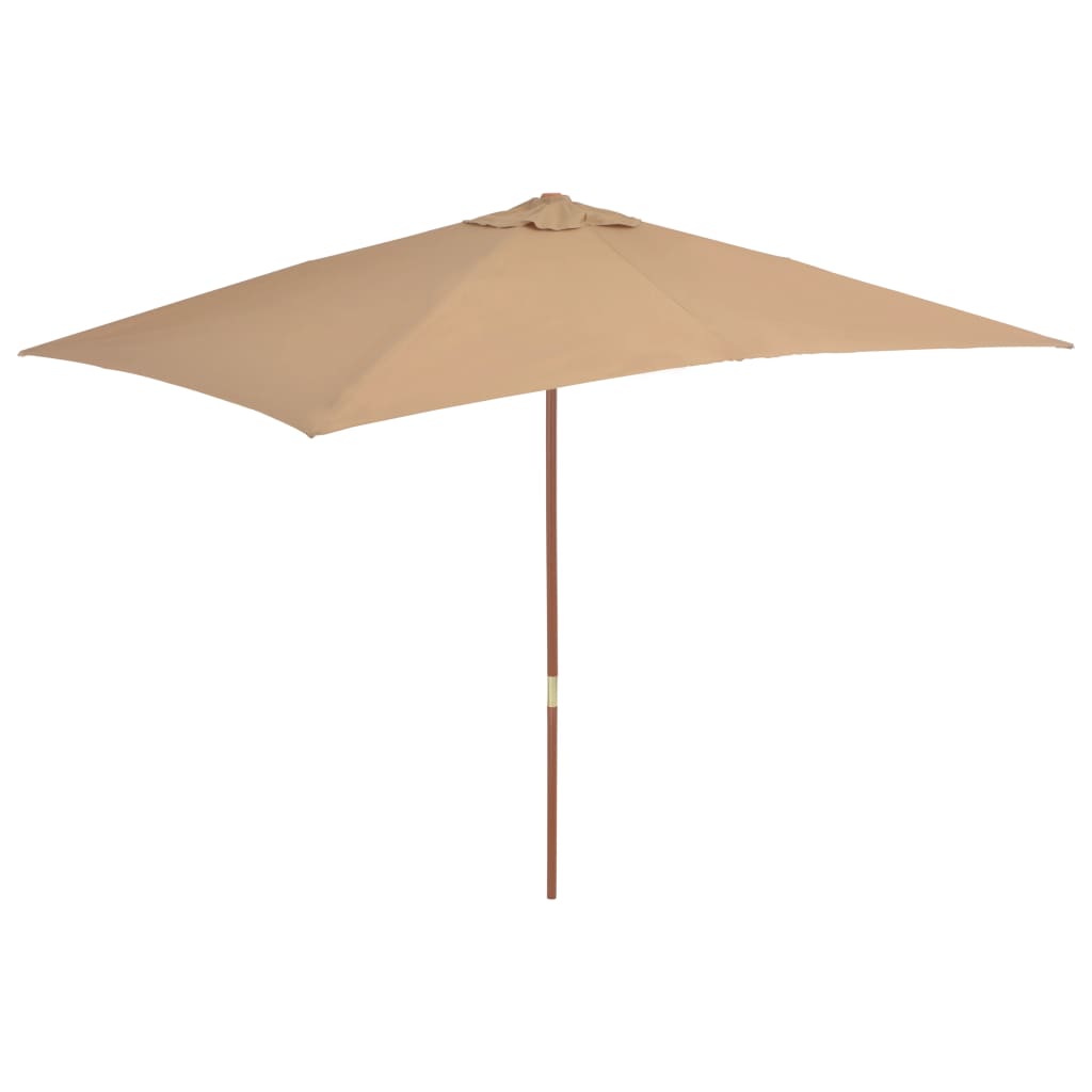 Ομπρέλα Κήπου Χρώμα Taupe 200 x 300 εκ. με Ξύλινο Ιστό - Pakobazaar