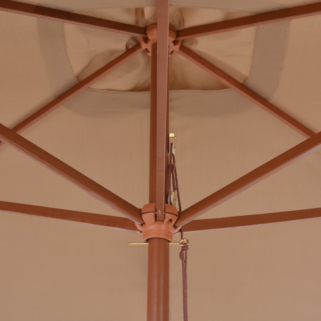 Ομπρέλα Κήπου Χρώμα Taupe 200 x 300 εκ. με Ξύλινο Ιστό - Pakobazaar