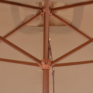 Ομπρέλα Κήπου Χρώμα Taupe 200 x 300 εκ. με Ξύλινο Ιστό - Pakobazaar