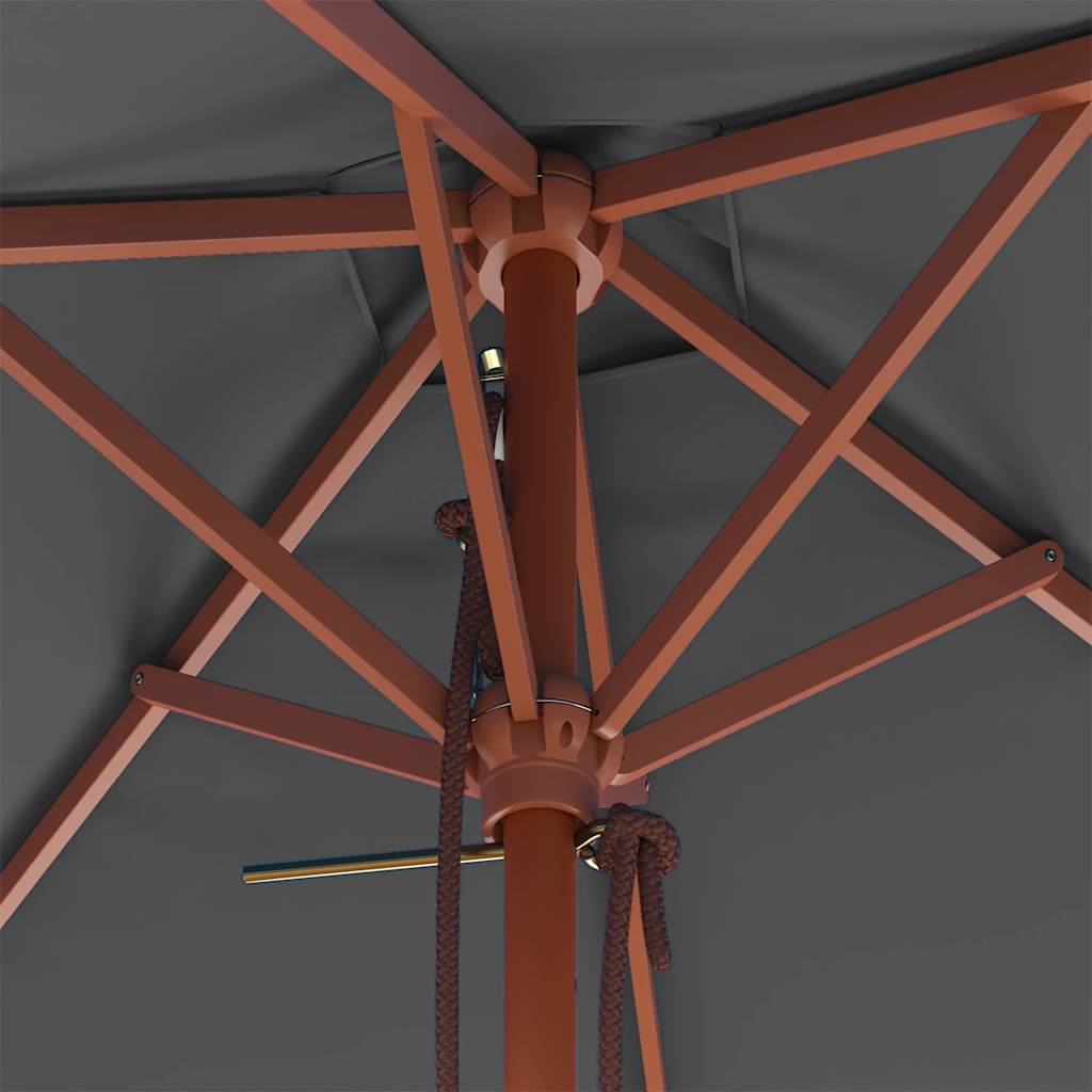 Ομπρέλα Κήπου Ανθρακί 150 x 200 εκ. με Ξύλινο Ιστό