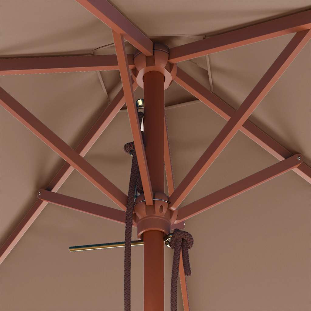 Ομπρέλα Κήπου Χρώμα Taupe 150 x 200 εκ. με Ξύλινο Ιστό