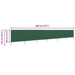 Προστατευτικό Αέρα με 6 Πάνελ Πράσινο 800 x 80 εκ. Υφασμάτινο - Pakobazaar
