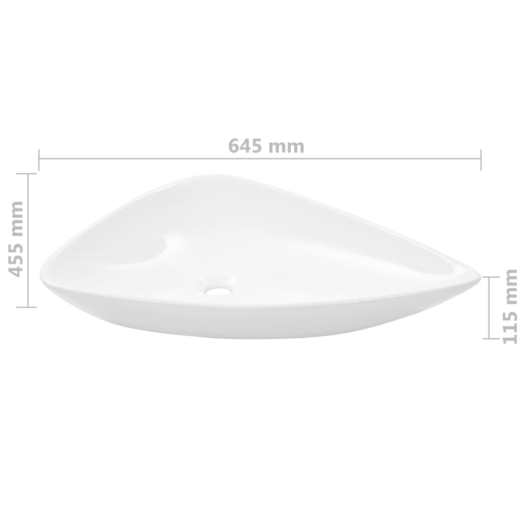 Νιπτήρας Τριγωνικός Λευκός 645 x 455 x 115 χιλ. Κεραμικός