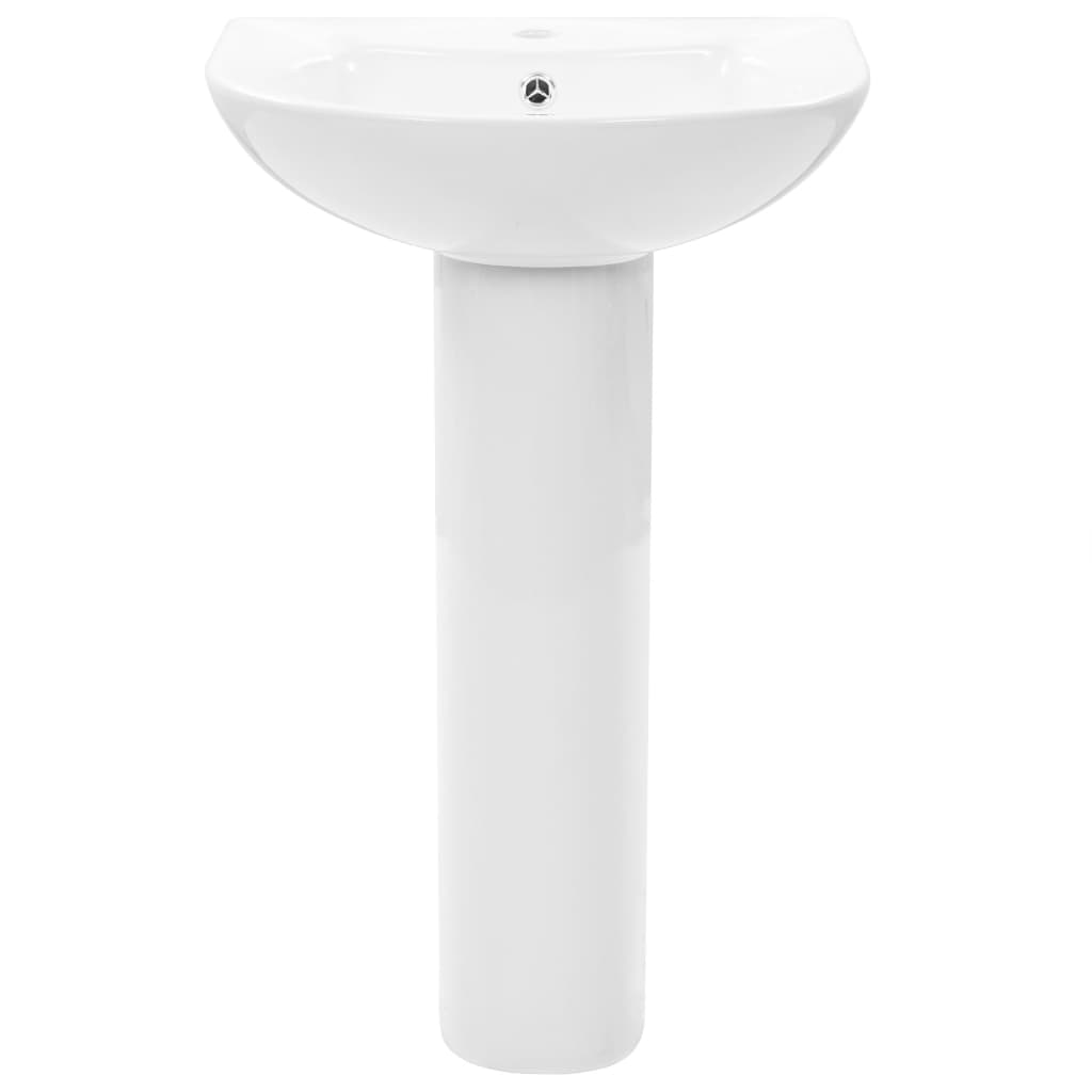 Νιπτήρας Επιδαπέδιος με Κολόνα Λευκός 520x440x190 χιλ Κεραμικός - PAKOBAZAAR