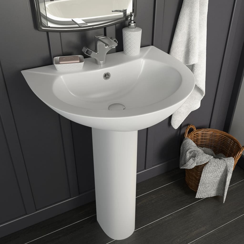 Νιπτήρας Επιδαπέδιος με Κολόνα Λευκός 520x440x190 χιλ Κεραμικός - PAKOBAZAAR