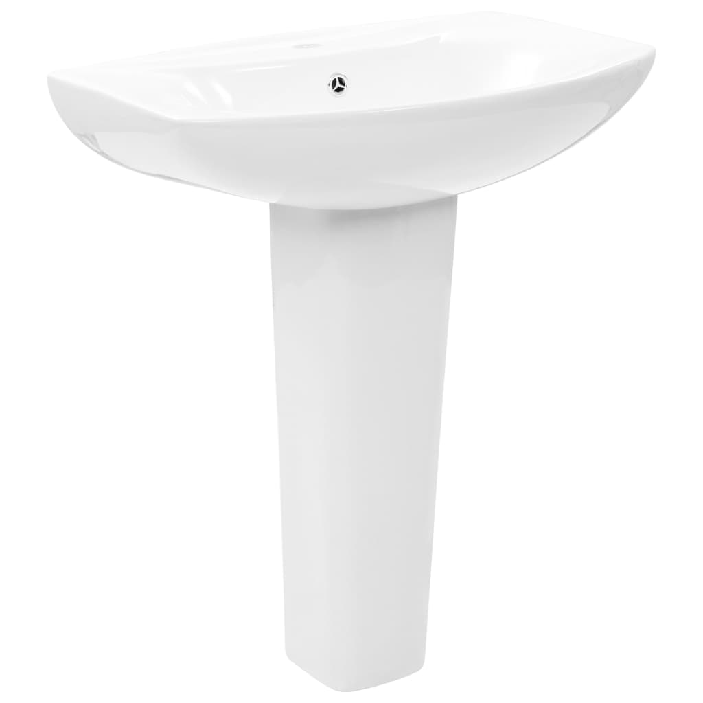 Νιπτήρας Επιδαπέδιος με Κολόνα Λευκός 650x520x200 χιλ Κεραμικός - PAKOBAZAAR