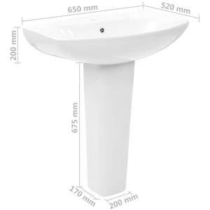 Νιπτήρας Επιδαπέδιος με Κολόνα Λευκός 650x520x200 χιλ Κεραμικός - PAKOBAZAAR