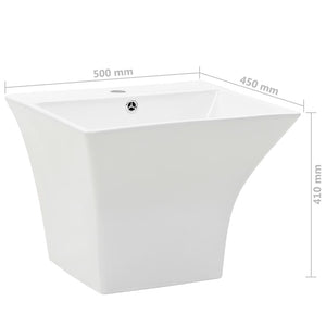 Νιπτήρας Επιτοίχιος Λευκός 500 x 450 x 410 χιλ. Κεραμικός - Pakobazaar