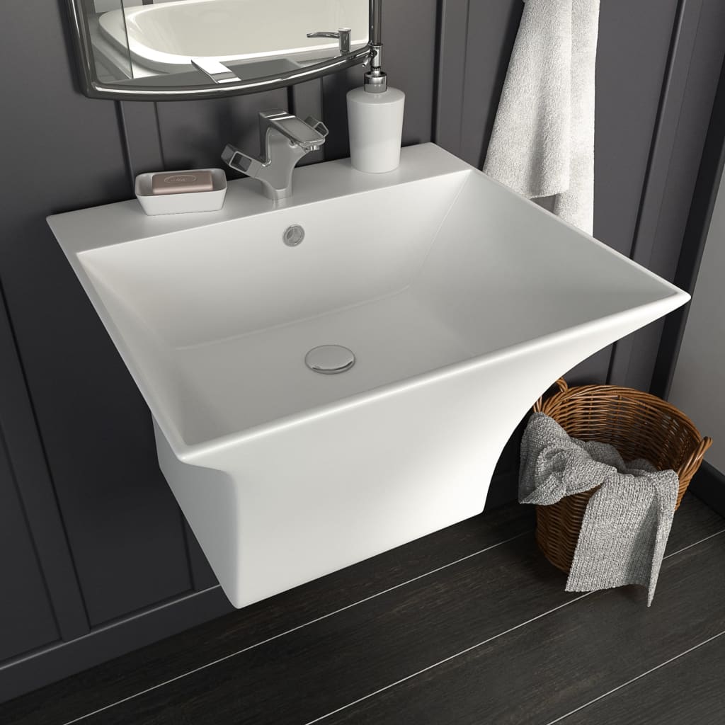 Νιπτήρας Επιτοίχιος Λευκός 500 x 450 x 410 χιλ. Κεραμικός - Pakobazaar