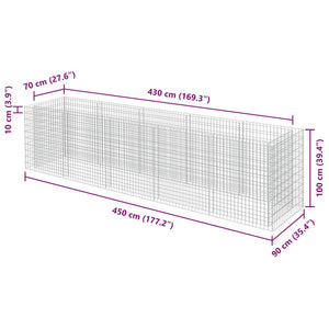 Συρματοκιβώτιο-Γλάστρα Υπερυψωμένη 450x90x100 εκ. Γαλβ. Χάλυβας - PAKOBAZAAR