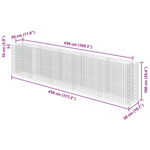 Συρματοκιβώτιο-Γλάστρα Υπερυψωμένη 450x50x100 εκ. Γαλβ. Χάλυβας - PAKOBAZAAR