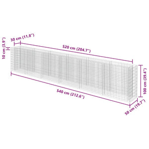 Συρματοκιβώτιο-Γλάστρα Υπερυψωμένη 540x50x100 εκ. Γαλβ. Χάλυβας - PAKOBAZAAR