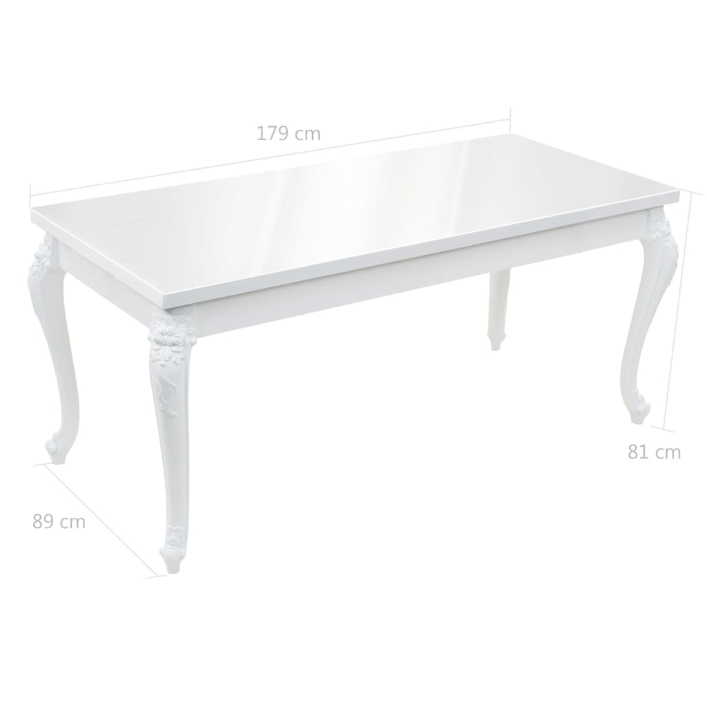 Τραπεζαρία Γυαλιστερή Λευκή 179 x 89 x 81 εκ. - PAKOBAZAAR