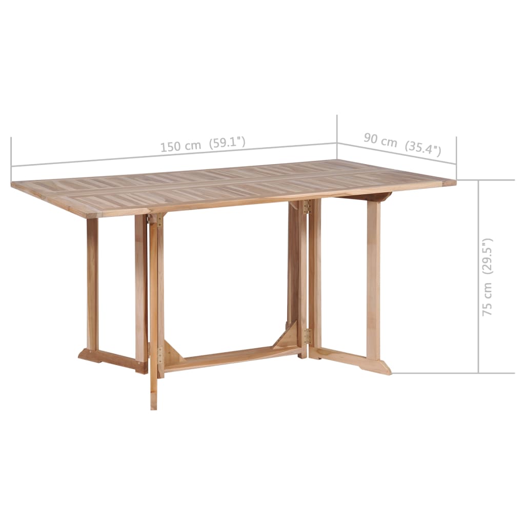 Τραπέζι Κήπου Butterfly Πτυσσόμενο 150x90x75 εκ Μασίφ Ξύλο Teak