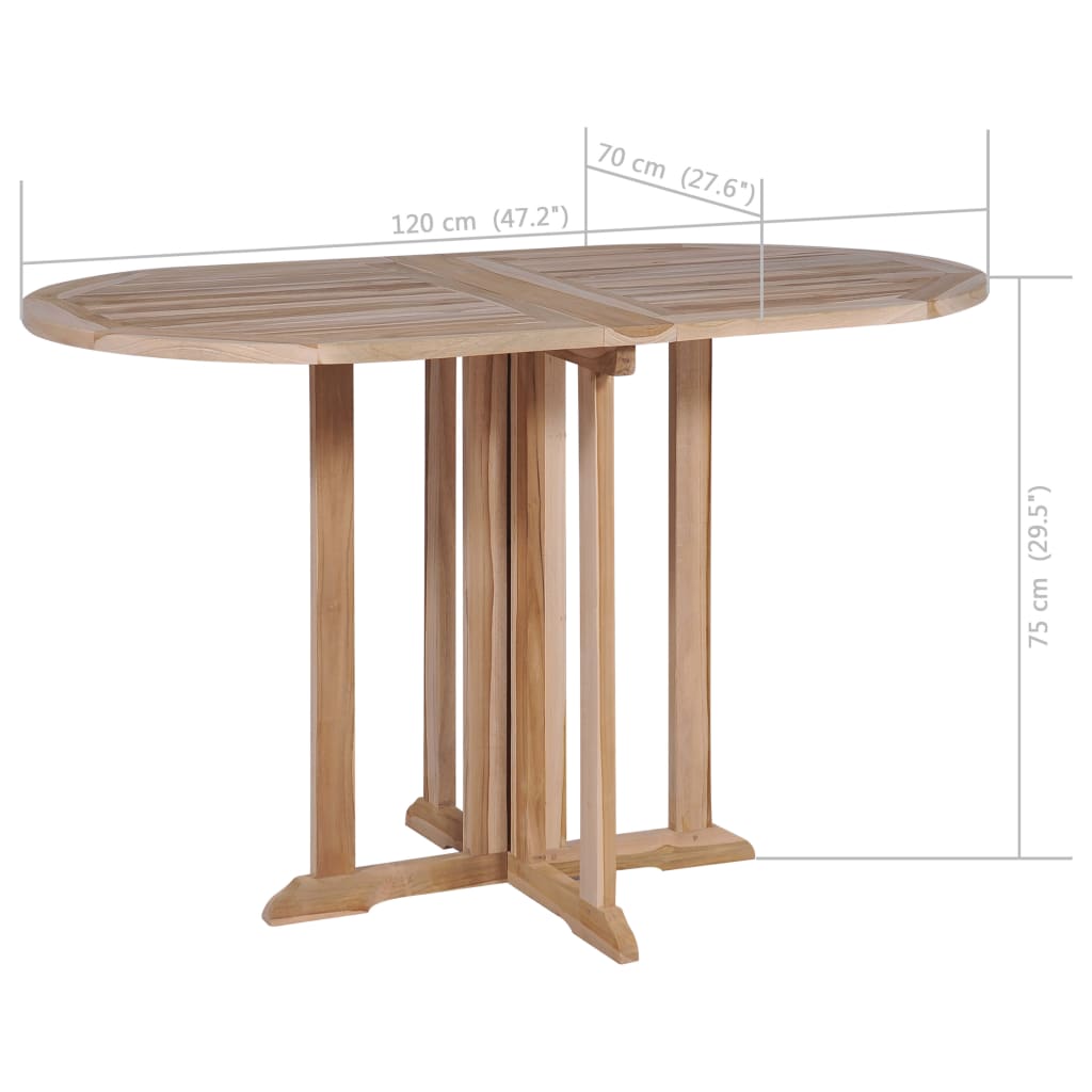 Τραπέζι Κήπου Butterfly Πτυσσόμενο 120x70x75 εκ Μασίφ Ξύλο Teak - Pakobazaar