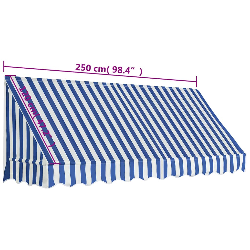 Τέντα Bistro Μπλε / Λευκό 250 x 120 εκ.