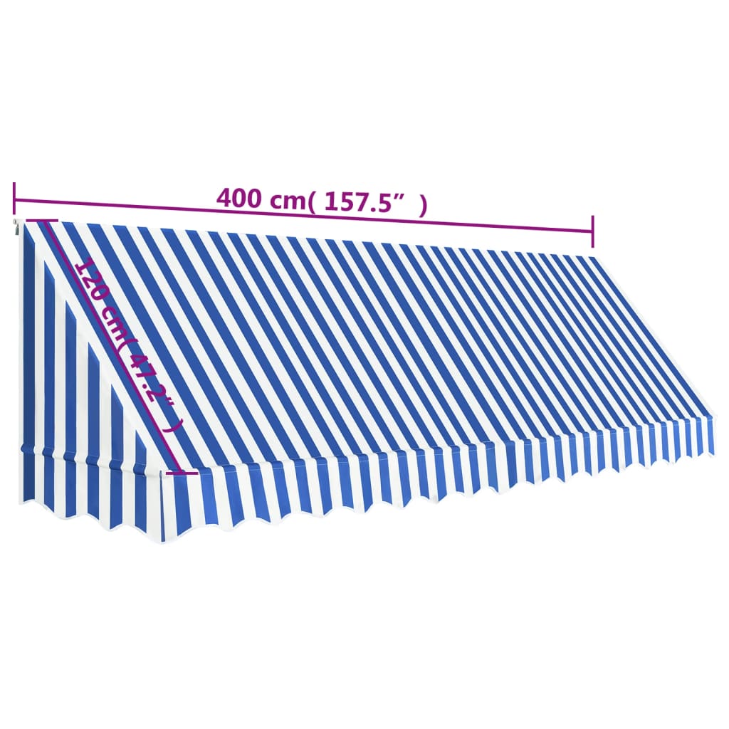 Τέντα Bistro Μπλε / Λευκό 400 x 120 εκ.