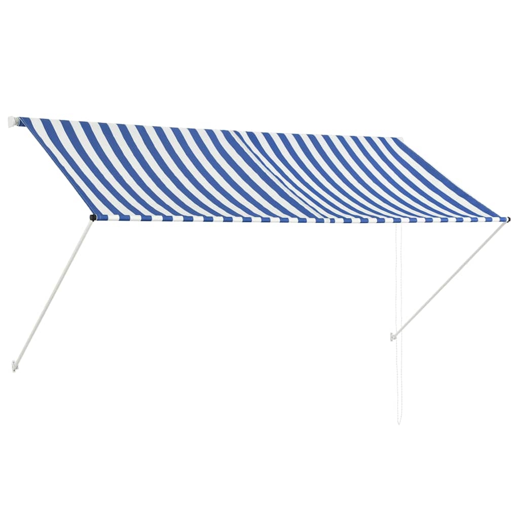 Τέντα Συρόμενη Μπλε / Λευκό 250 x 150 εκ. - PAKOBAZAAR