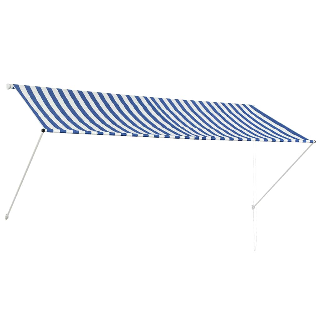 Τέντα Συρόμενη Μπλε / Λευκό 300 x 150 εκ. - PAKOBAZAAR