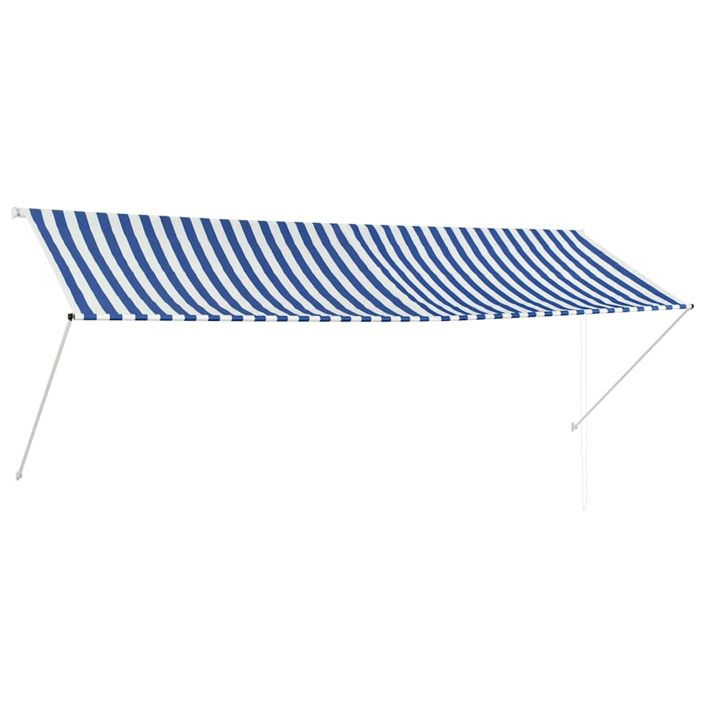 Τέντα Συρόμενη Μπλε / Λευκό 350 x 150 εκ. - PAKOBAZAAR