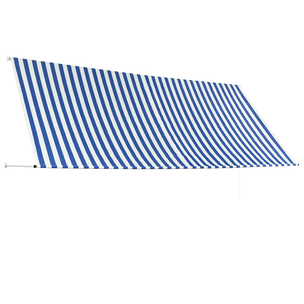 Τέντα Συρόμενη Μπλε / Λευκό 350 x 150 εκ. - PAKOBAZAAR