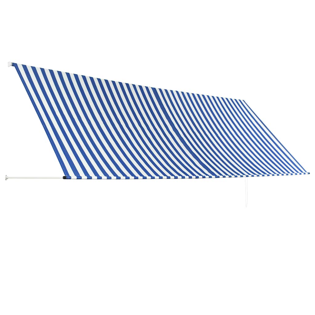 Τέντα Συρόμενη Μπλε / Λευκό 400 x 150 εκ. - PAKOBAZAAR