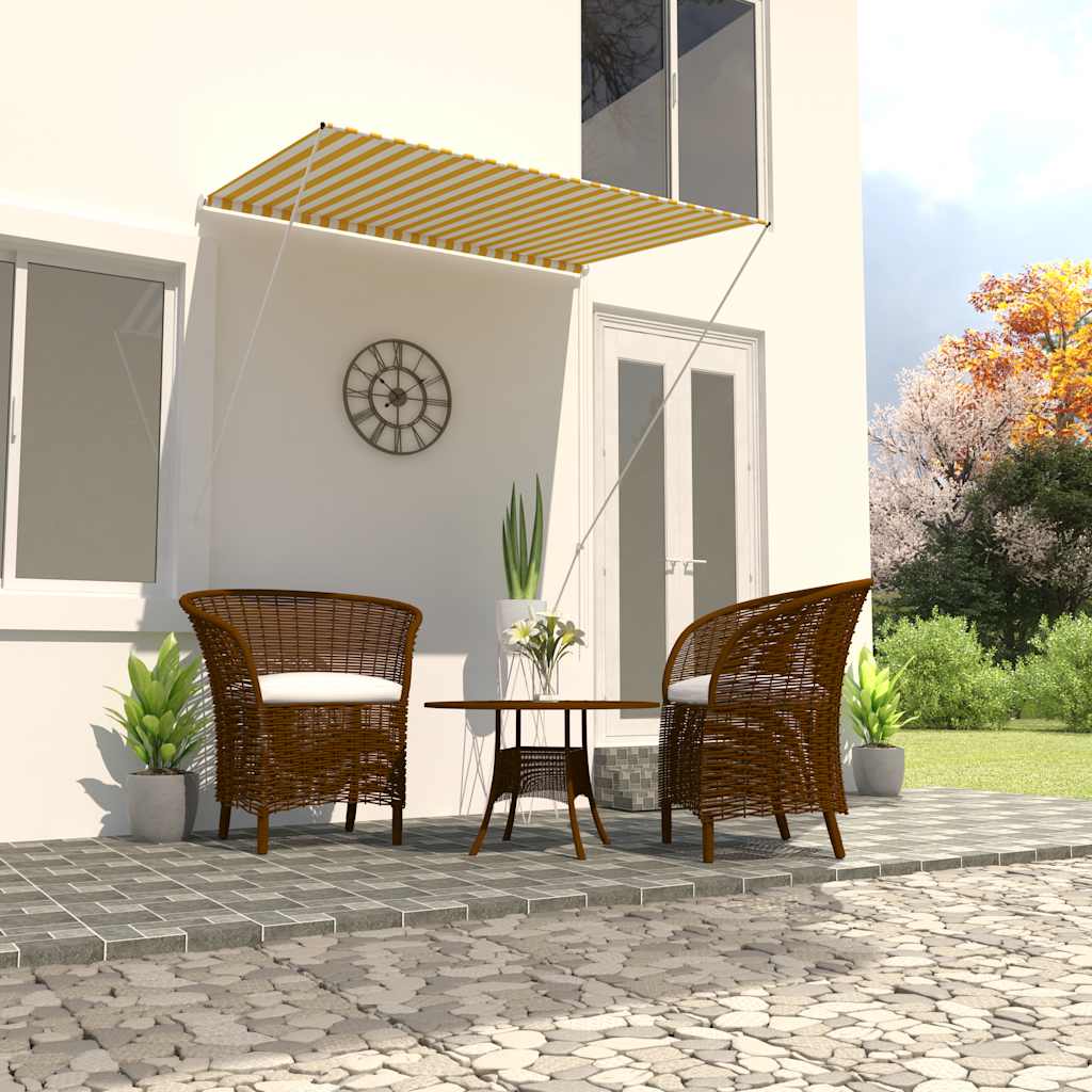 Τέντα Συρόμενη Κίτρινο / Λευκό 150 x 150 εκ. - Pakobazaar