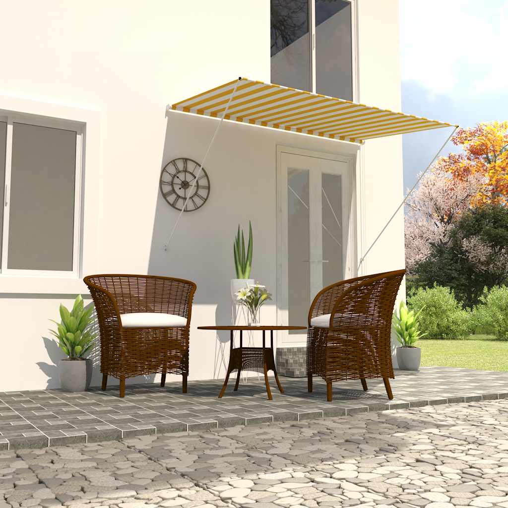 Τέντα Συρόμενη Κίτρινο / Λευκό 200 x 150 εκ. - PAKOBAZAAR