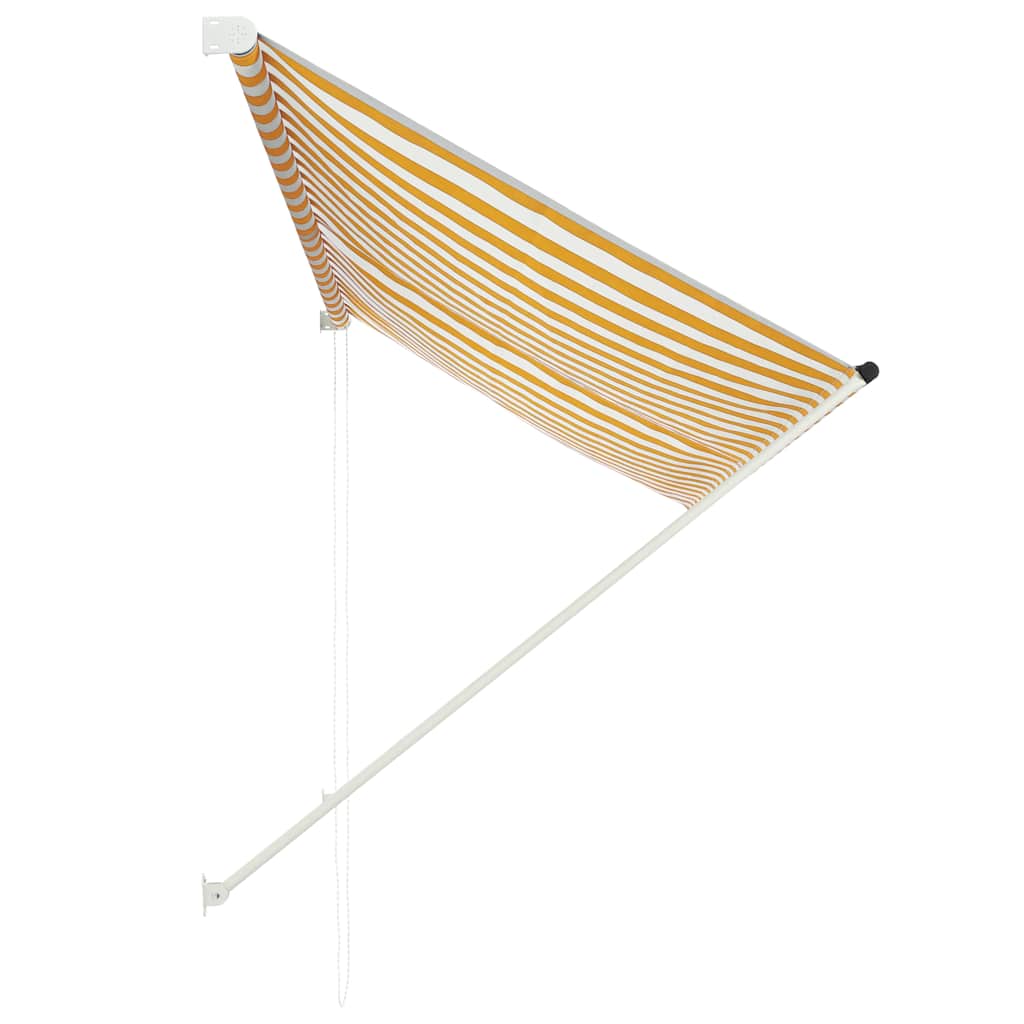 Τέντα Συρόμενη Κίτρινο / Λευκό 250 x 150 εκ. - Pakobazaar