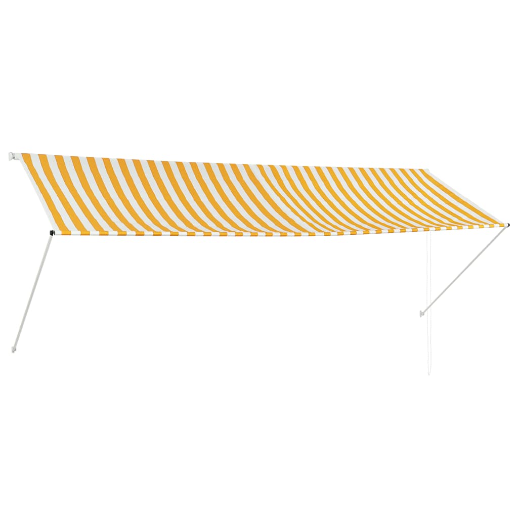 Τέντα Συρόμενη Κίτρινο / Λευκό 350 x 150 εκ. - Pakobazaar
