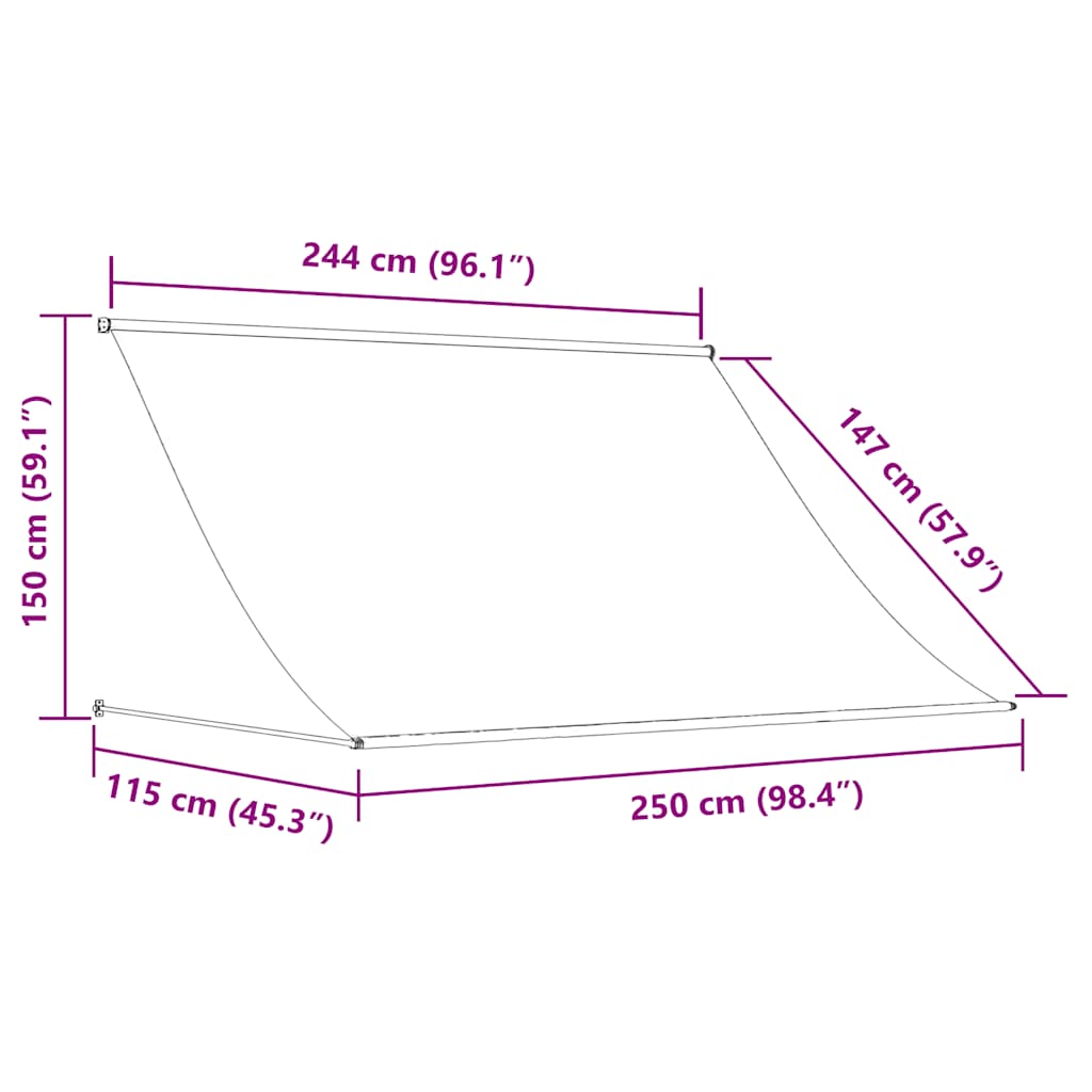 Τέντα Συρόμενη Ανθρακί 250 x 150 εκ. - PAKOBAZAAR