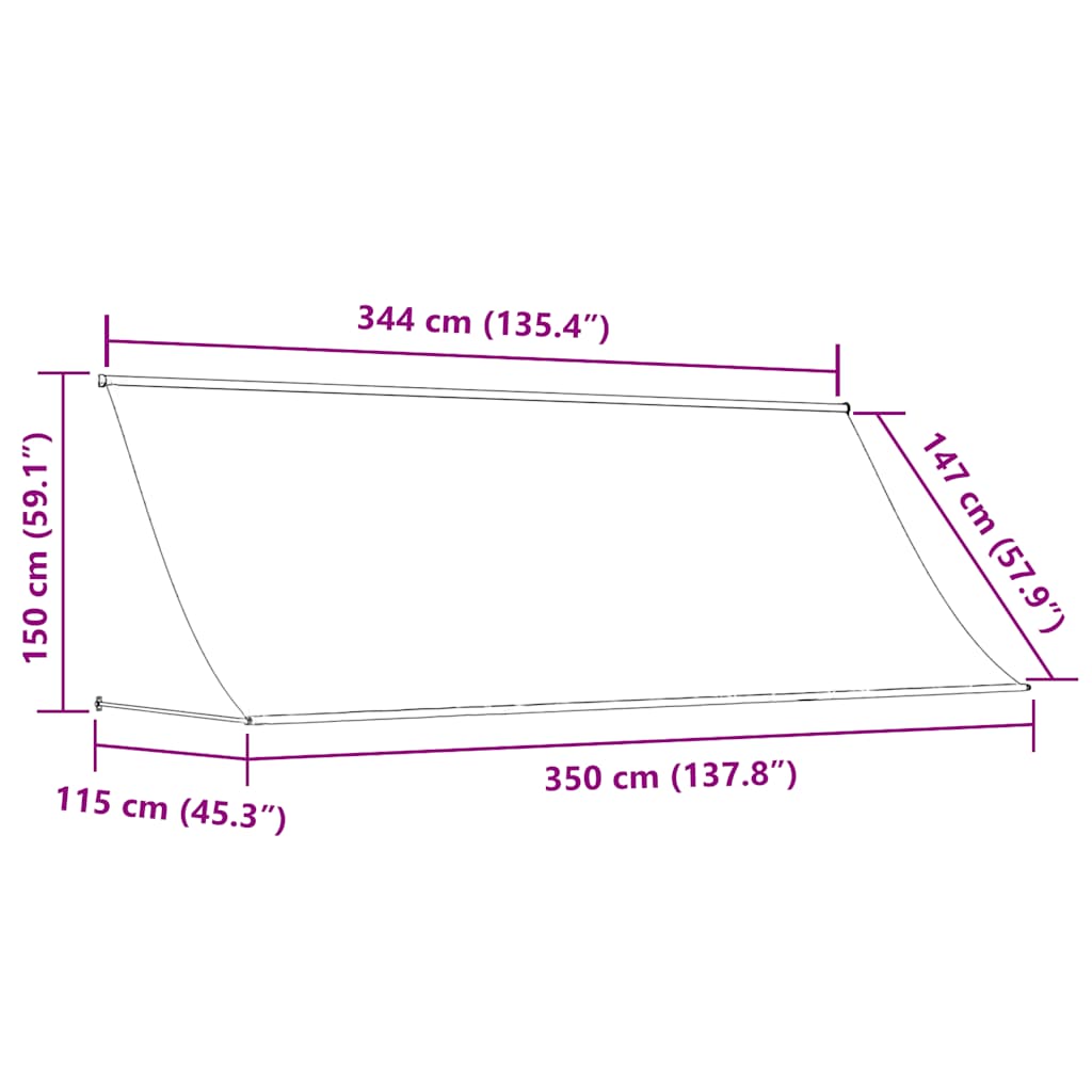 Τέντα Συρόμενη Κρεμ 350 x 150 εκ. - Pakobazaar