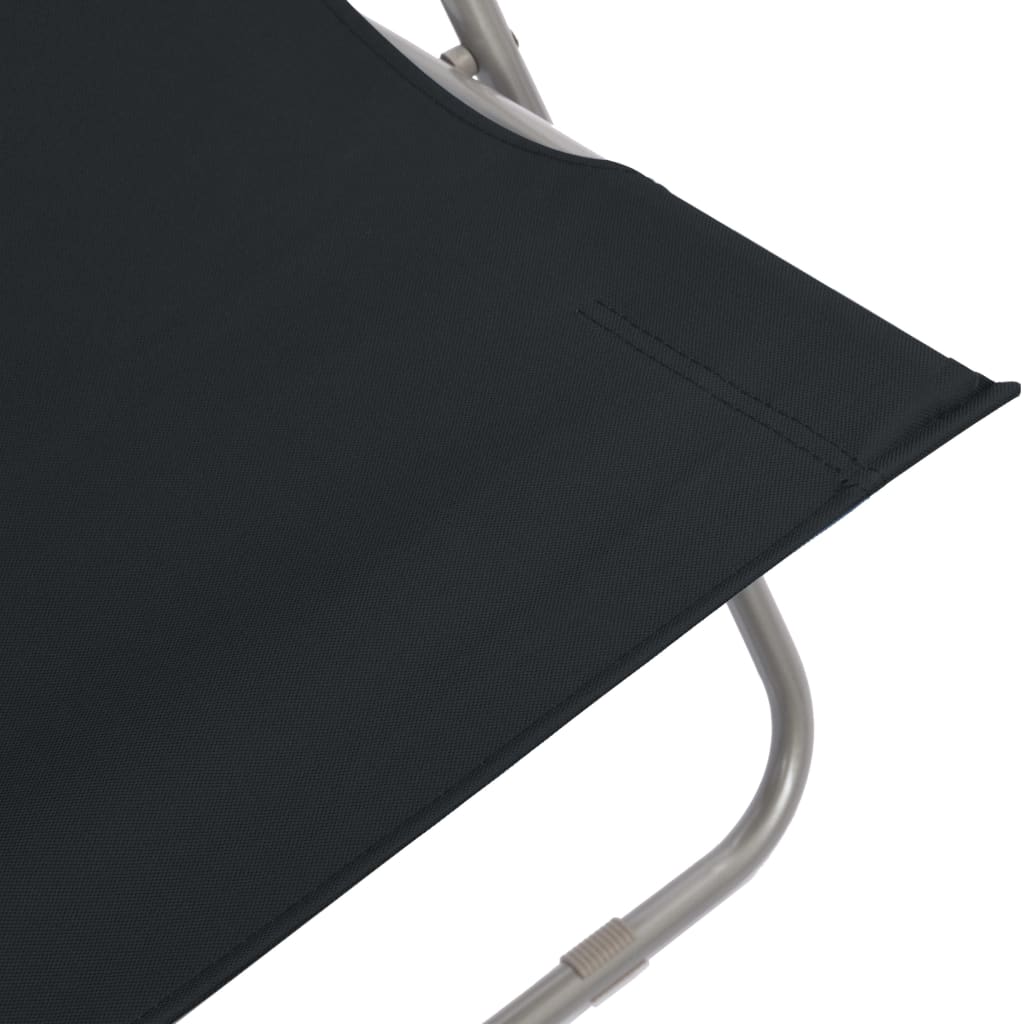 Σεζλόνγκ Πτυσσόμενες 2 τεμ. Μαύρες από Ατσάλι και Ύφασμα Oxford - Pakobazaar