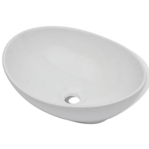 Νιπτήρας Οβάλ Λευκός 40 x 33 εκ. Κεραμικός - PAKOBAZAAR