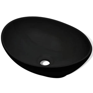Νιπτήρας Οβάλ Μαύρος 40 x 33 εκ. Κεραμικός - PAKOBAZAAR