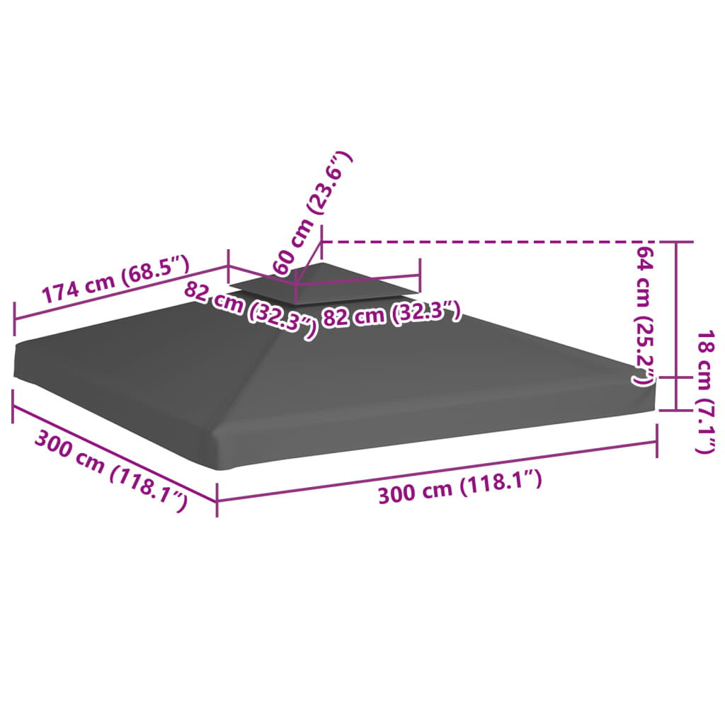 Κάλυμμα για Κιόσκι 2 Επιπέδων Χρώμα Taupe 3 x 3 μ. 310 γρ./μ²